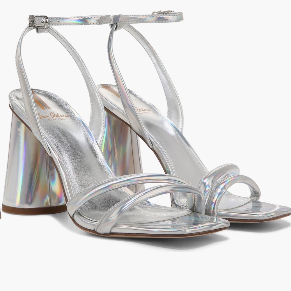 NWT Sam Edelman Silver Strappy Heels size 8W